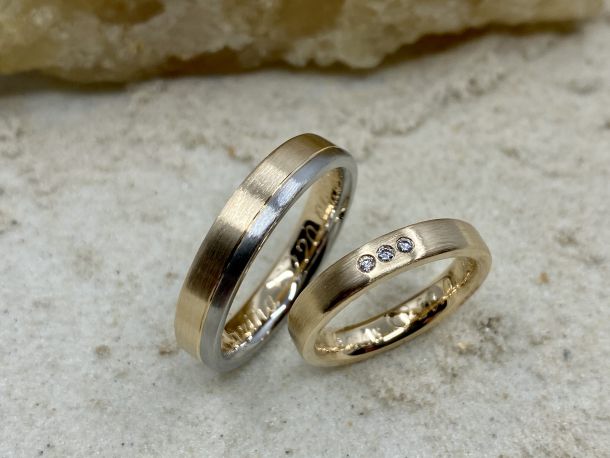 Ringpaar Gelb- Weißgold mit Brillanten