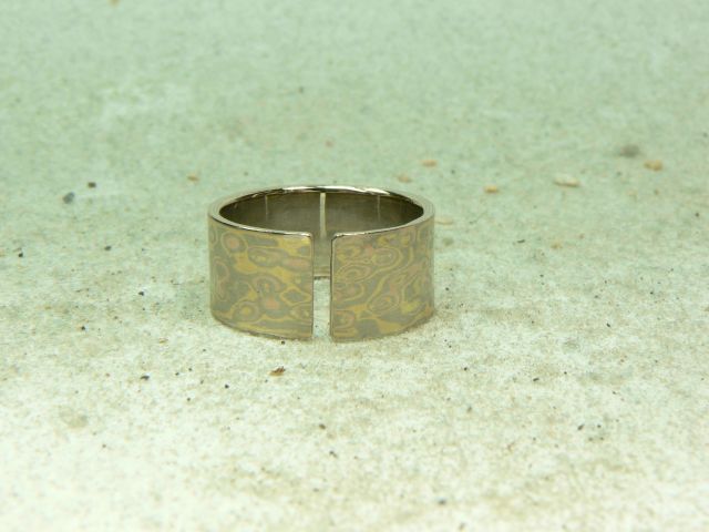 Mokume Gane Ring, Palladium-Gelb-Rotgold